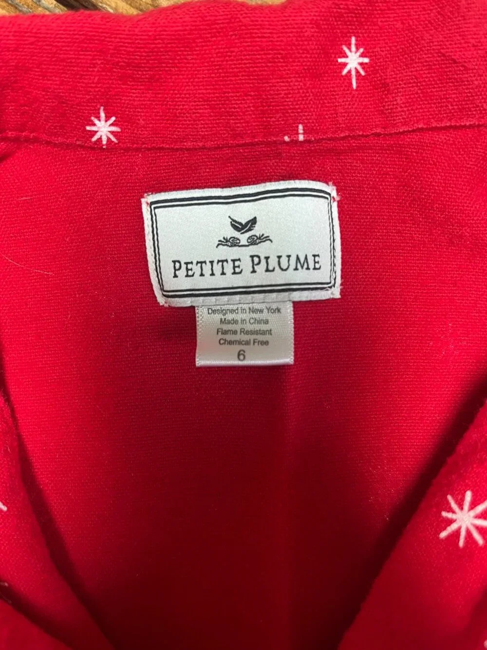 Petite Plume Starry Night Red Christmas Flannel Pajamas, Size 6